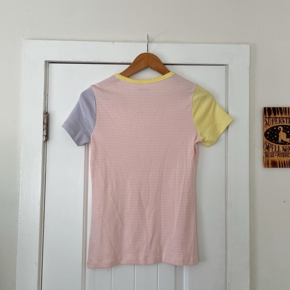 Lands’ End Striped T Shirt Pastel Colorblock Striped T-Shirt Size S* (2-4) NWOT - Picture 4 of 4
